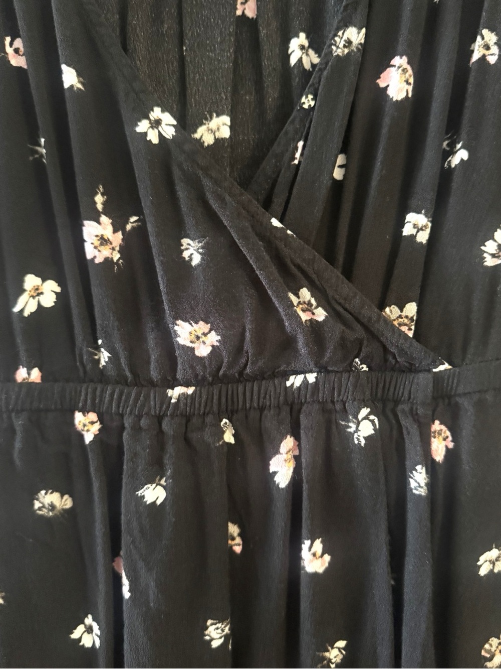 Gap Maternity Black Floral Smocked Waist Midi Dress Size Small - Picture 5 of 8